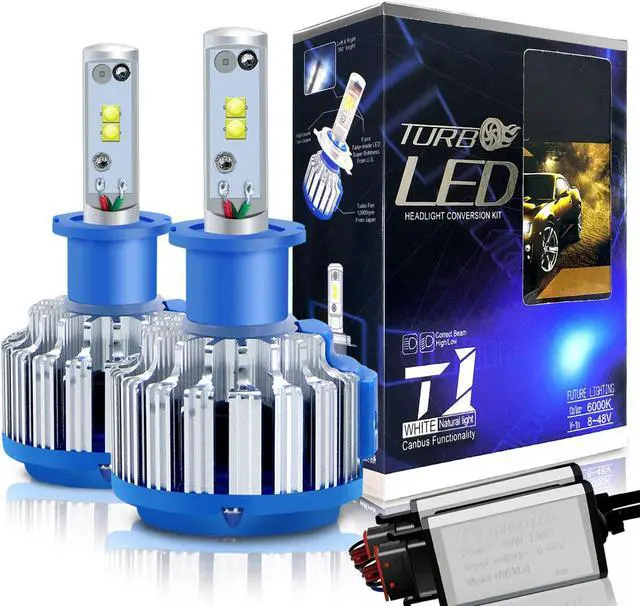 Main image of H4(HB2/9003) Hi/Lo LED Headlight Bulb, 70W 7200Lumens Extremely Brigh Convex LED Chilps Conversion Kit (6000K Cool White)   - 2 Year Warranty