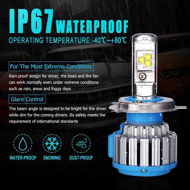Alt view image 7 of 7 - H4(HB2/9003) Hi/Lo LED Headlights,70W 7200LM /Pair Upgrade Flip Chip All-in-One Conversion Kit (Pack of 2) (6000K Cool White)   - 2 Year Warranty