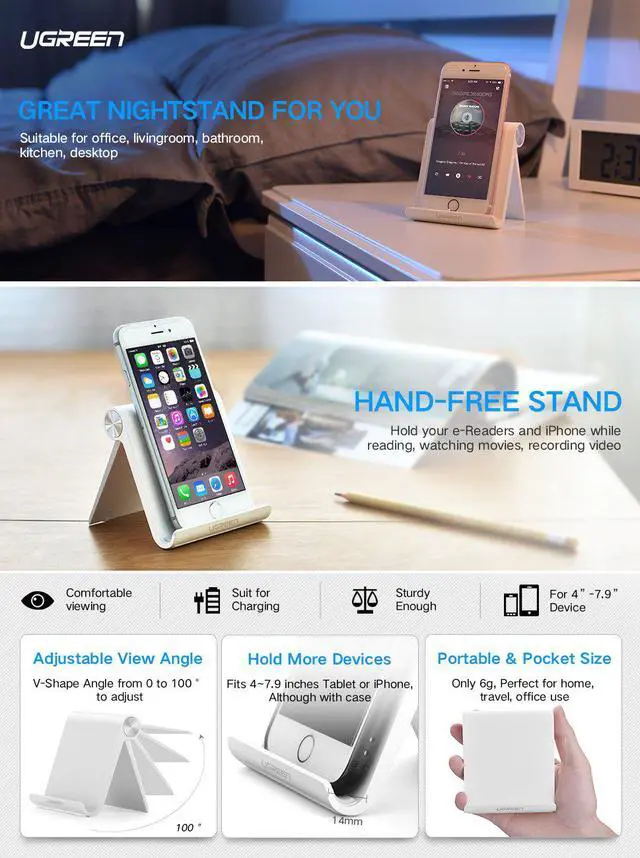 Alt view image 7 of 8 - ESTONE Portable Multi-Angle Stand Cell Phone Standfor iPhone X 8 7 6 6s Plus Se 5 5s 5c HTC, LG, Nokia Lumia, OnePlus and More(Silver)