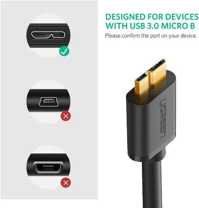 Alt view image 3 of 7 - ESTONE USB 3.0 A Male to Micro B Cable for WD Western Digital My Passport and Elements hard drives,Toshiba Canvio, Seagate FreeAgent and more Support Data Sync & Charging (1.5ft, 0.5maters)