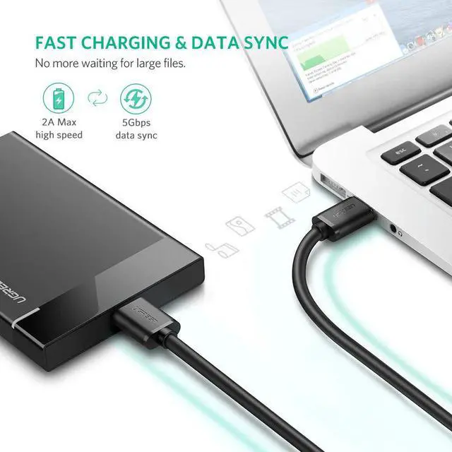 Alt view image 4 of 7 - ESTONE USB 3.0 A Male to Micro B Cable for WD Western Digital My Passport and Elements hard drives,Toshiba Canvio, Seagate FreeAgent and more Support Data Sync & Charging (1.5ft, 0.5maters)