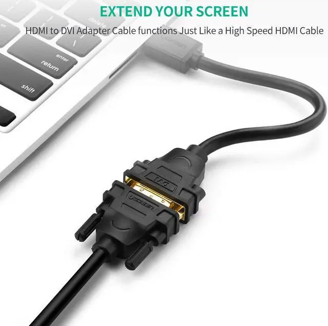 Alt view image 4 of 7 - ESTONE High Speed Bi-Directional HDMI Male to DVI-D(24+5) Female Adapter for Xbox One, PS4, PS3, Apple TV, Roku, HDTV, Plasma, DVD and Projector (Black)