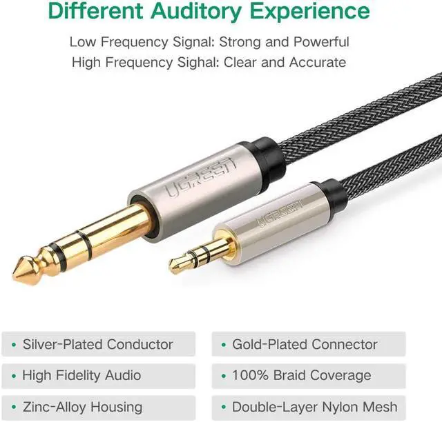 Alt view image 2 of 7 - ESTONE 6.35mm 1/4 to 3.5mm 1/8 Cable Adapter- Male to Male TRS Stereo Audio Jack Plug Wire Cord Bi-Directional with Gold Plated Connector for iPod Laptop Home Theater and Amplifiers (6ft, 2meters)