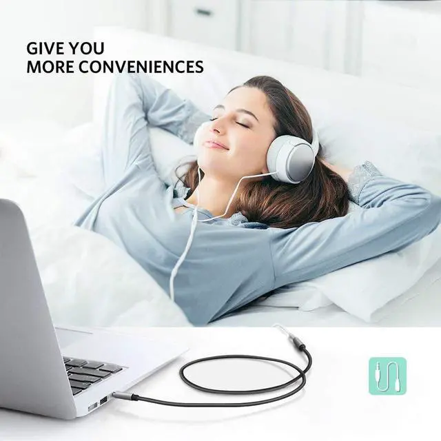 Alt view image 3 of 7 - ESTONE 3.5mm Extension Cable Aux Cord Stereo Audio Cable Male to Female Type Gold Plated Step Down Design Metal Connectors for iPhone, iPad or Smartphones, Tablets, Media Players-Black(3.3FT, 1meter)