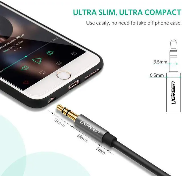 Alt view image 3 of 7 - ESTONE 3.5mm Male to 3.5mm Female Stereo Audio Extension Cable Adapter [24K Gold Plated Connectors] for Apple, Samsung, Motorola, HTC, Nokia, LG, Sony & More -Black(3.3FT, 1meter)