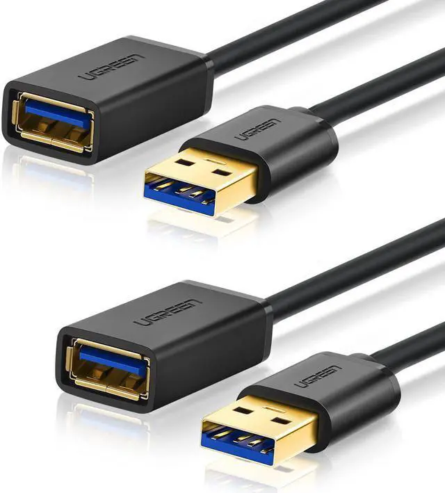 Main image of ESTONE 2-PACK USB 3.0 Extension Cable for Playstation, Xbox, USB Flash Drive, Card Reader, Hard Drive, Keyboard, Printer, Camera- (2 PACK, 1.5FT)