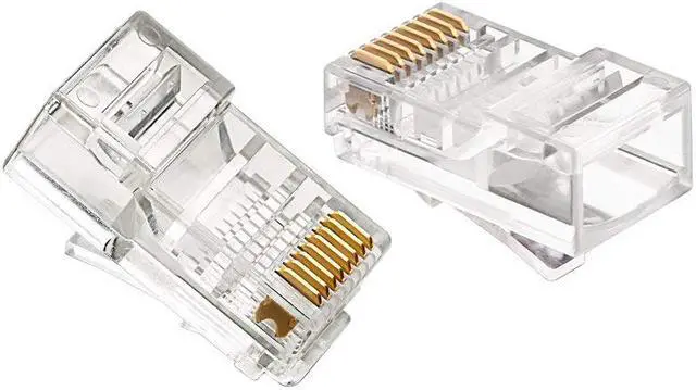 Alt view image 3 of 7 - ESTONE 50-Piece CAT5 CAT5E Crimp Modular Connector RJ45 Connector Ethernet Network Cable Plug Crystal 8P8C