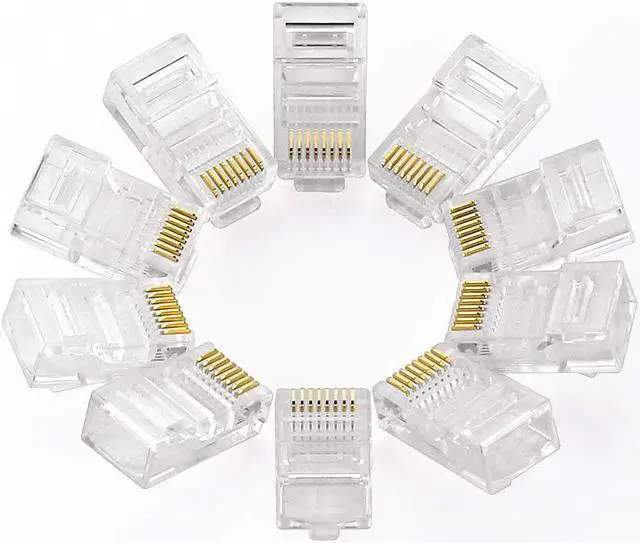 Alt view image 4 of 7 - ESTONE 50-Piece CAT5 CAT5E Crimp Modular Connector RJ45 Connector Ethernet Network Cable Plug Crystal 8P8C