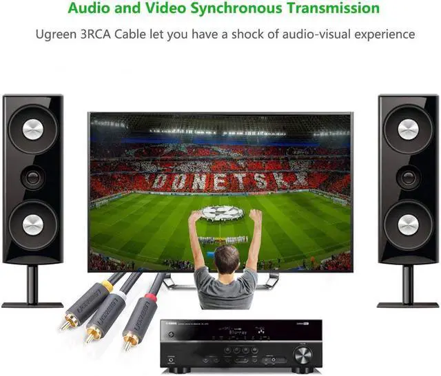 Alt view image 6 of 7 - ESTONE  3 RCA Male to 3 RCA Male Stereo Audio Video Cable - Subwoofer Cable Audio Cable for Connecting Your VCR, DVD, HDTV and Other Home Theater Audio Video Equipment, 4.5 Feets