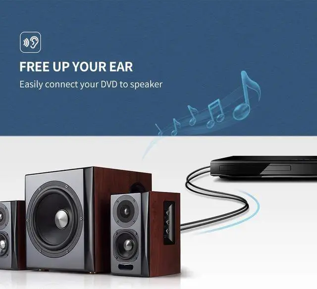 Alt view image 5 of 8 - ESTONE 2RCA Cable Stereo Audio Cable 2RCA Male to 2RCA Male Premium Sound Quality OFC Conductor Dual Shielding Gold Plated High End High Flexible PVC Jacket- 3 Feet