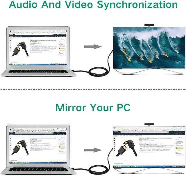 Alt view image 7 of 7 - ESTONE HDMI Cable, Right Angle 270 Degree Elbow Support 4K 60Hz 2K 2160p 1440p 1080p 3D ARC Ethernet Video Gaming Xbox One PS4 & 4K Apple TV HDTV Projector, 4.9 Feet