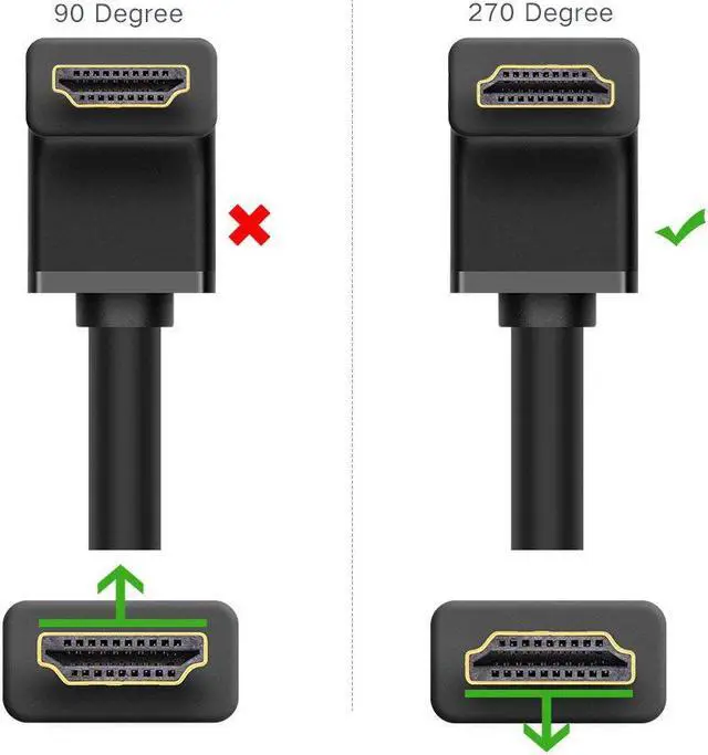 Alt view image 2 of 7 - ESTONE HDMI Cable, Right Angle 270 Degree Elbow Support 4K 60Hz 2K 2160p 1440p 1080p 3D ARC Ethernet Video Gaming Xbox One PS4 & 4K Apple TV HDTV Projector, 4.9 Feet