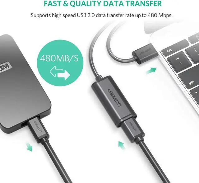 Alt view image 5 of 7 - ESTONE USB 2.0 Extension cable Extender Cord - A Male to A Female with Gold-Plated Connector for Printer, HTC Vive, Keyboard, Game Console, USB Headset, Loudspeaker, scanners, Security Camera 30 Feet