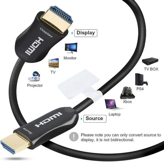 Alt view image 6 of 7 - ESTONE Fiber HDMI Cable , 4K@60Hz 18.2Gbps High Speed HDMI Fiber Optic Cable HDMI 2.0b Fiber Optic Cable ARC, HDCP2.2, 3D, Subsampling 4:4:4/4:2:2/4:2:0 Slim and Flexible HDMI  - 66ft(20meters)