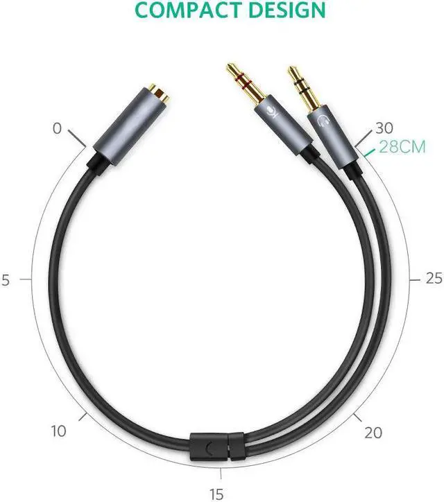 Alt view image 2 of 7 - ESTONE  (2 Pack) 3.5mm Jack Adapter CTIA - Y Splitter Audio Cable with Separate Microphone and Headphone Connector Compatible for PC, PS4 Gaming Headset- 1Ft/30cm, (Blue)