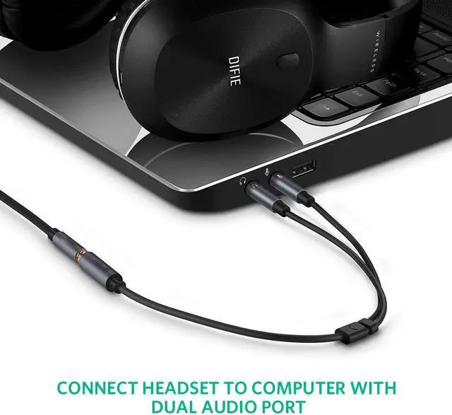 Alt view image 5 of 8 - ESTONE  (2 Pack) 3.5mm Jack Adapter CTIA - Y Splitter Audio Cable with Separate Microphone and Headphone Connector Compatible for PC, PS4 Gaming Headset- 1Ft/30cm, (Rose Pink)