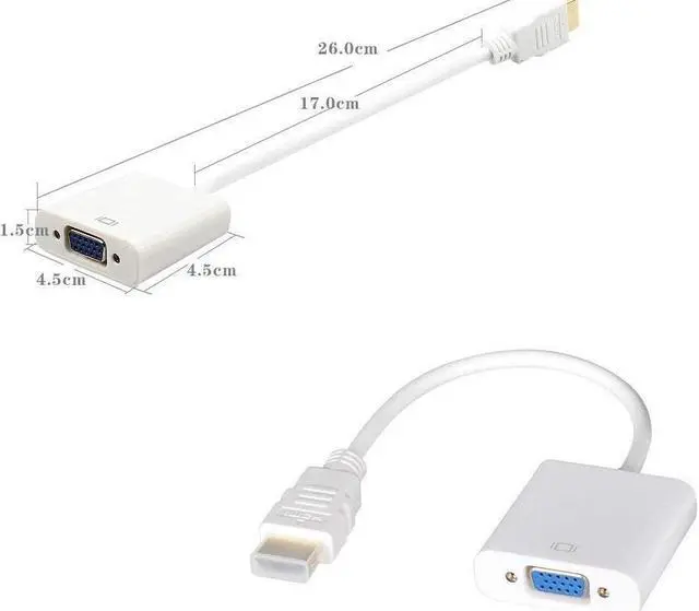 Alt view image 3 of 7 - ESTONE HDMI to VGA Output, HD 1080p Gold-Plated Active TV AV HDTV Video Cable Converter Adapter Plug and Play for HDTVs, Monitors, Displayers,Laptop Desktop Computer (White)