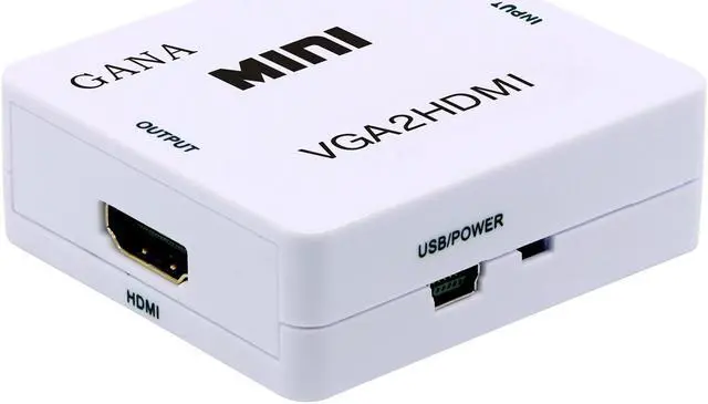 Alt view image 4 of 7 - ESTONE VGA to HDMI Converter Gold-Plated Active Full HD 1080P Male to Female Adapte with USB Cable and 3.5mm Audio Port Cable Support Computer, Desktop, Laptop, PC, Monitor, Projector, HDTV - White