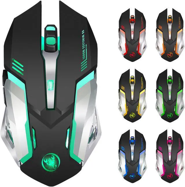Alt view image 2 of 7 - ESTONE M10 Rechargeable 2.4Ghz Wireless Gaming Mouse with USB Receiver,7 Colors Backlit for Macbook, Computer PC, Laptop (600Mah Lithium Battery) (Black)