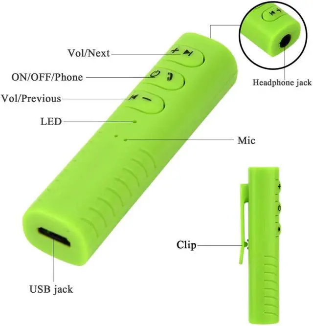 Alt view image 3 of 7 - ESTONE AX-03 Wireless Bluetooth 4.1 Headset Receiver for phone ipad Sport Earphone 2.4Ghz Portable Headphones for Mobile phone Headphone, Green