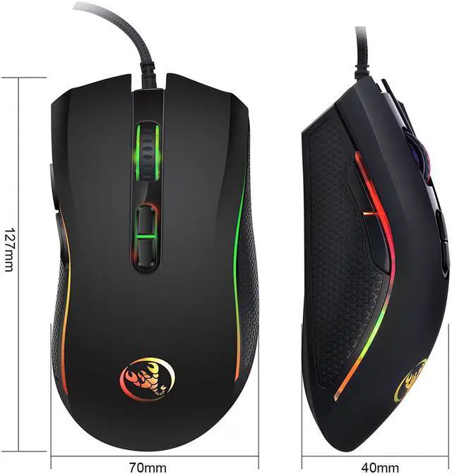 Alt view image 6 of 8 - HXSJ A869 USB Wired 3200DPI 7 Button 7 Color LED Optical Computer Player Gaming Mouse