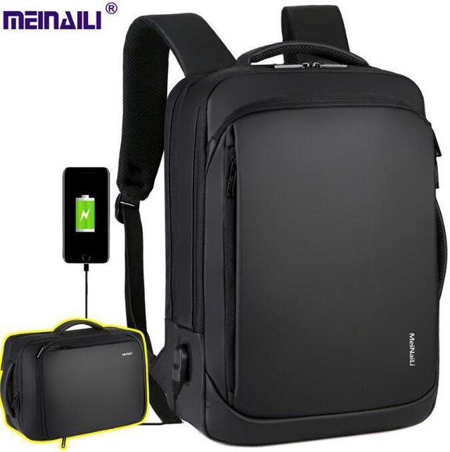 ESTONE Lightweight Traveling Laptop Backpack Business Travel Computer Bag Slim Laptop Rucksack 15.6 with USB Charging Port Black