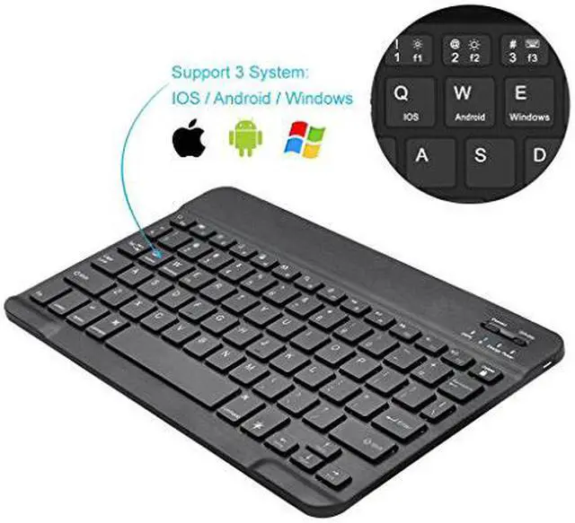 Alt view image 3 of 8 - ESTONE Universal Slim Portable Wireless Bluetooth 3.0 7-Colors Backlit Keyboard with Built in Rechargeable Battery for iPad Air 3 10.5-inch (2019) / iPad mini 5 (2019) / iPad 9.7 inch iPad 6-Black