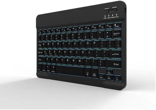 Main image of ESTONE Universal Slim Portable Wireless Bluetooth 3.0 7-Colors Backlit Keyboard with Built in Rechargeable Battery for iPad Air 3 10.5-inch (2019) / iPad mini 5 (2019) / iPad 9.7 inch iPad 6-Black