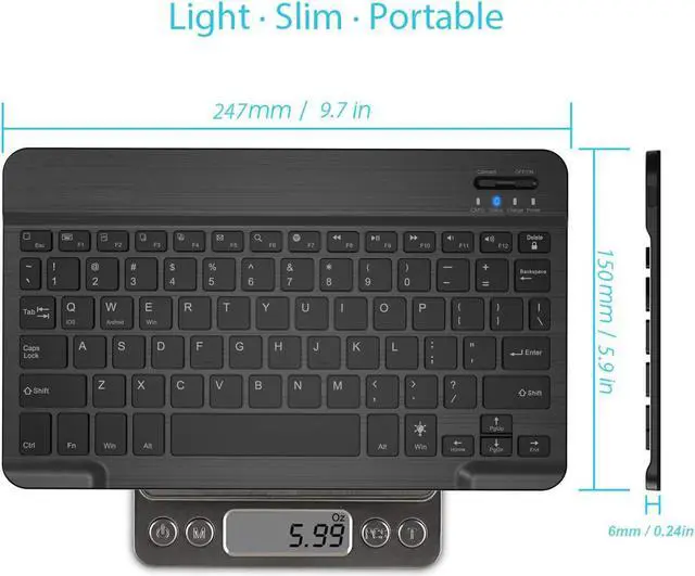 Alt view image 5 of 7 - ESTONE Ultrathin Wireless Bluetooth Keyboard for iPad Air/Pro 10.5, iPad Pro 12.9, iPad Pro 9.7, New iPad 9.7 Inch 2017, iPad Air 2, iPad Air, iPad 2/3 / 4, iPad First Generation , White