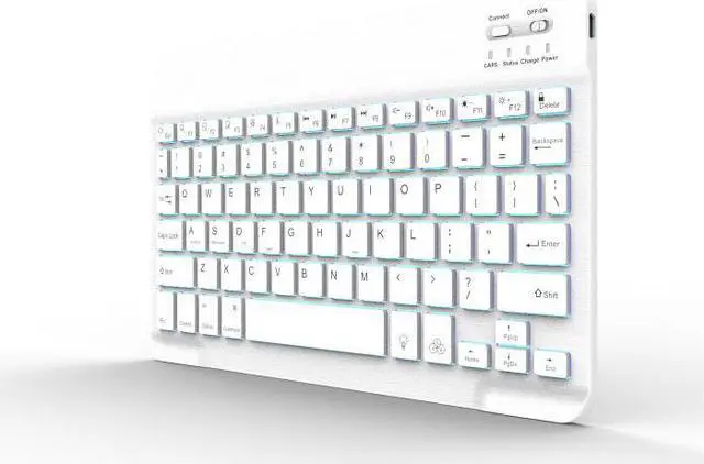 Main image of ESTONE Universal Slim Portable Wireless Bluetooth 3.0 7-Colors Backlit Keyboard with Built in Rechargeable Battery for iPad Air 3 10.5-inch (2019) / iPad mini 5 (2019) / iPad 9.7 inch iPad 6-White