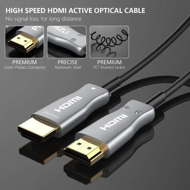 Alt view image 5 of 7 - ESTONE Fiber HDMI Cable 4K 60Hz,Fiber Optic HDMI 2.0b Cable Supports High Speed 18.2Gbps,HDR,ARC Subsampling 4:4:4/4:2:2/4:2:0 Slim and Flexible HDMI Fiber Cable with Fiber optic technology, 10M/33ft