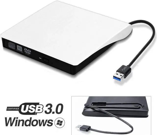 Main image of ESTONE External CD DVD Drive USB 3.0 Portable CD DVD +/-RW Drive Slim DVD/CD Rom Rewriter Burner Writer, High Speed Data Transfer for Laptop/Macbook/Desktop /MacOS/Windows10/8/7/XP/Vi , White
