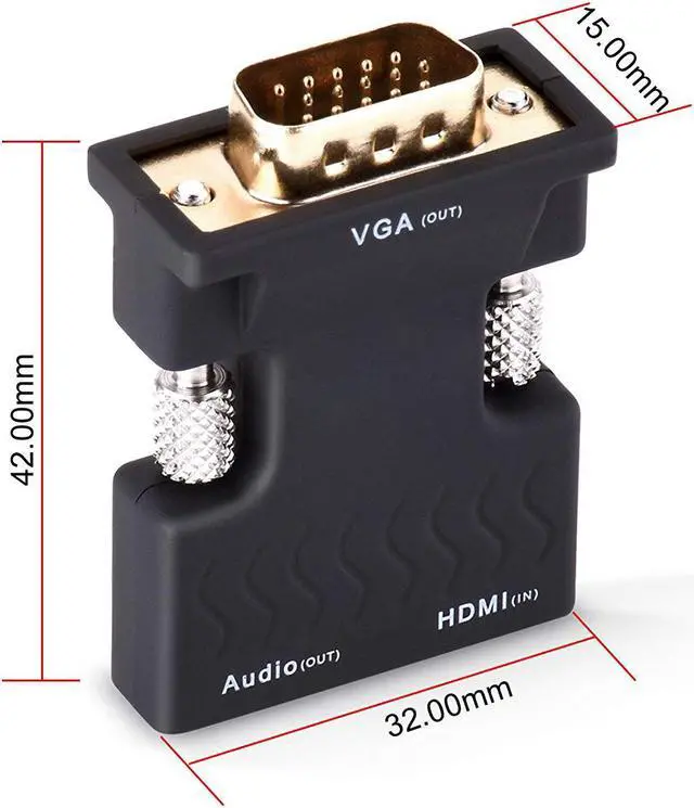 Alt view image 3 of 8 - ESTONE Gold-plated Female HDMI to VGA Male Converter Adapter 1080P Stereo Audio for TVs, Speakers, Computers, Laptops, Gaming Consoles, Notebooks, Blu-ray DVD Players & More(Black)