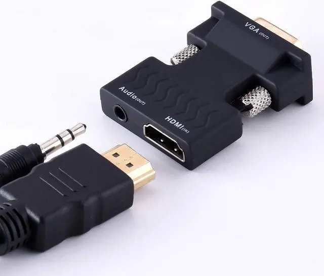 Alt view image 4 of 8 - ESTONE Gold-plated Female HDMI to VGA Male Converter Adapter 1080P Stereo Audio for TVs, Speakers, Computers, Laptops, Gaming Consoles, Notebooks, Blu-ray DVD Players & More(Black)