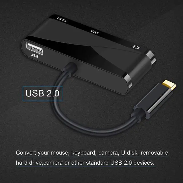Alt view image 6 of 8 - ESTONE USB C to HDMI + VGA Audio Adapter, USB Type C (Thunderbolt 3 Compatible) to HDMI 4K+VGA Video Converter, for 2017 New MacBook Pro/Chromebook Pixel/ThinkPad T470 /Samsung Galaxy S8/S8