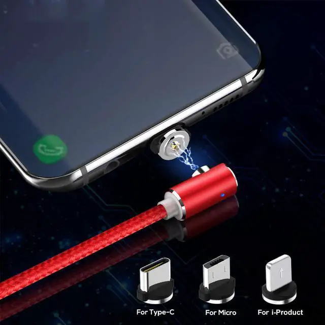 Alt view image 6 of 7 - ESTONE Magnetic Phone Charger Cable, 3 in 1 Cable, (2 Pack,6.6 ft Straight Cable, 6.6 ft L Shape Cable (Red)
