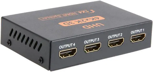 Alt view image 2 of 7 - ESTONE 4K HDMI Splitter Full HD 1080p Video HDMI Switch Switcher 1X4 Dual Display For HDTV DVD PS3 Xbox