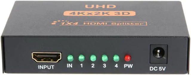 Alt view image 3 of 7 - ESTONE 4K HDMI Splitter Full HD 1080p Video HDMI Switch Switcher 1X4 Dual Display For HDTV DVD PS3 Xbox