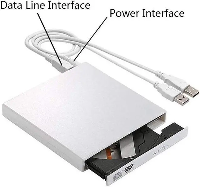 Alt view image 3 of 7 - ESTONE External USB2.0 CD Drive, Protable External DVD Drive, USB Slim Portable CD-RW DVD-R Combo Burner Writer Player for Laptop Notebook PC Desktop Computer, White