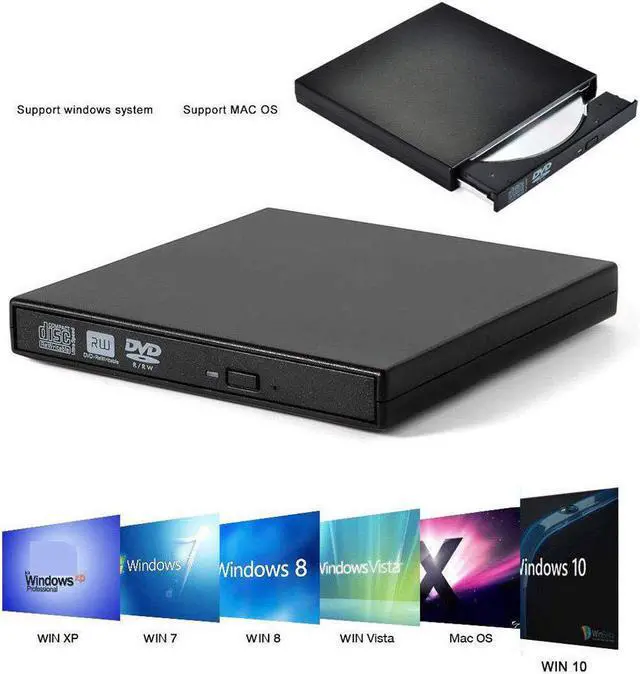 Alt view image 5 of 7 - ESTONE External USB2.0 CD Drive, Protable External DVD Drive, USB Slim Portable CD-RW DVD-R Combo Burner Writer Player for Laptop Notebook PC Desktop Computer, White