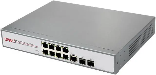 Alt view image 2 of 4 - 10-port Gigabit Managed PoE Switch RJ45 Ethernet/Console Port Gigabit SFP Slots