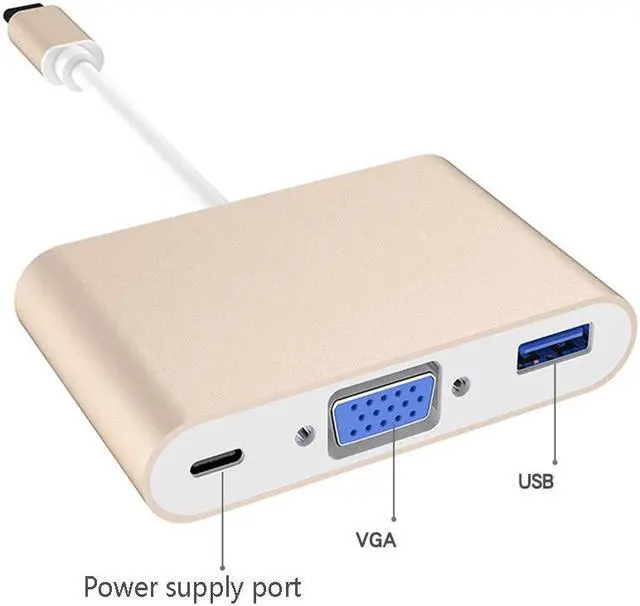 Alt view image 6 of 6 - USB3.1 Type-C to VGA PD USB3.0 Hubs Adapter Docking Video Converter for PC Phone