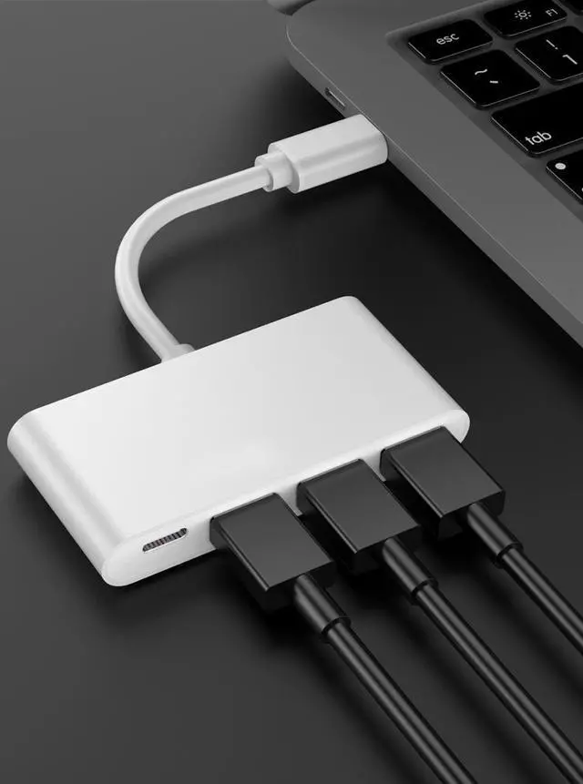 Alt view image 5 of 7 - 4 Port Type-C to USB2.0 USB3.0 Hub OTG PD Charging 10Gbps Adapter for Macbook