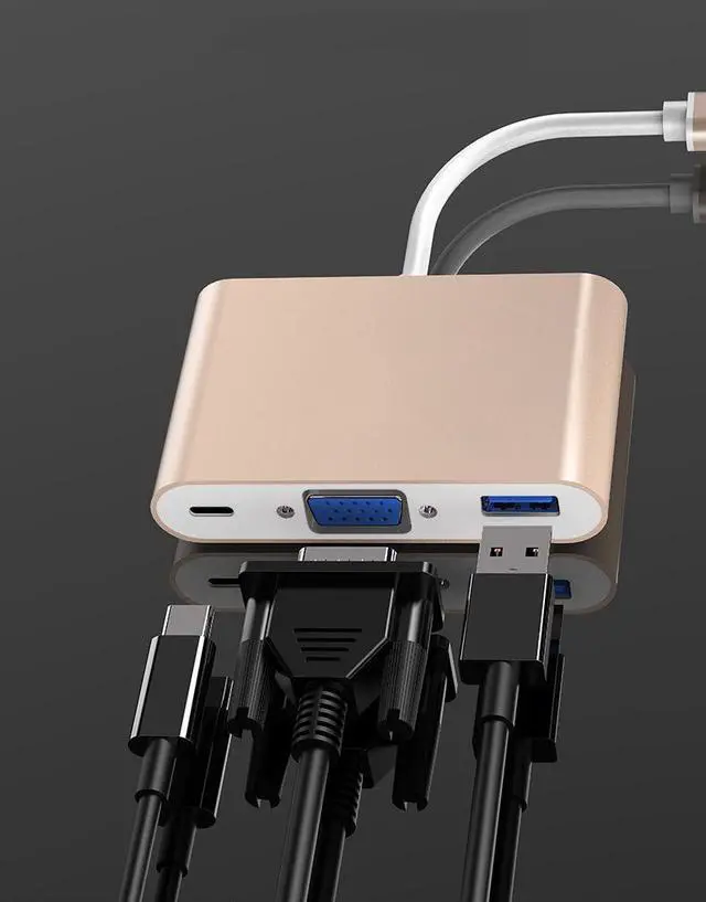 Alt view image 4 of 6 - USB3.1 Type-C to VGA PD USB3.0 Hubs Adapter Docking Video Converter for PC Phone