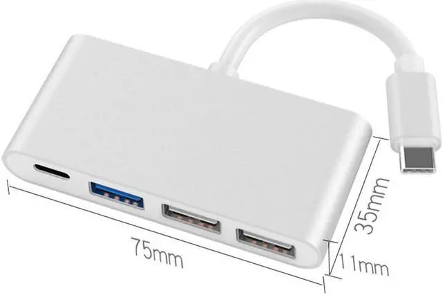 Alt view image 7 of 7 - 4 Port Type-C to USB2.0 USB3.0 Hub OTG PD Charging 10Gbps Adapter for Macbook