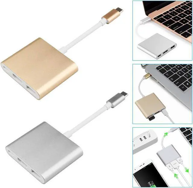 Alt view image 7 of 7 - USB 3.1 Type-C to HDMI USB 3.0 USB-C Multiport Adapter 5Gbps Hub For Mac Pro PC