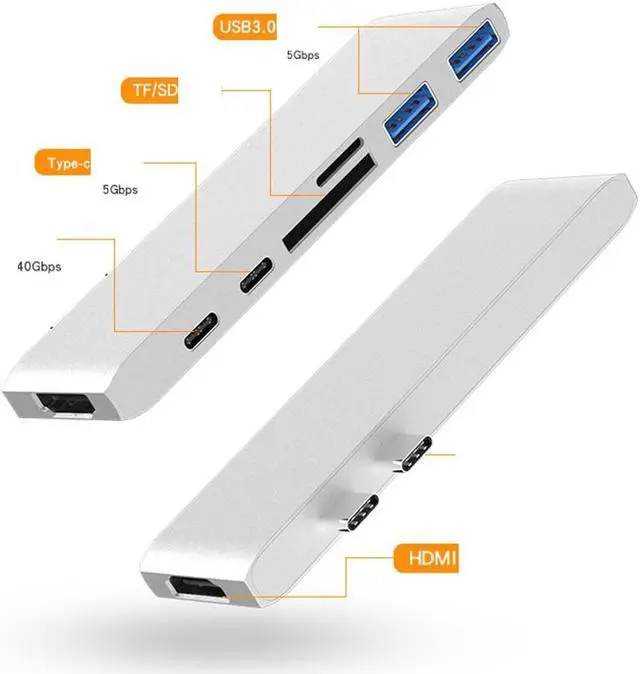 Alt view image 7 of 7 - Double Type-C Adapters To HDMI USB3.0 PD SD/TF Hubs for 4K Projector USB Flash