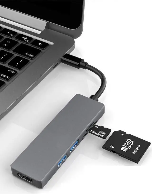 Alt view image 5 of 7 - 5-in-1 Usb Hubs Type C to USB3.0 HDMI SD TF Type-C Docking Station Plug and Play