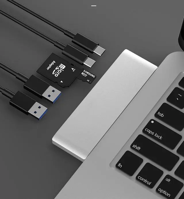 Alt view image 6 of 7 - Double Type-C HUB USB3.0 USB-C Data PD Charging HDMI Docking Station Adapters