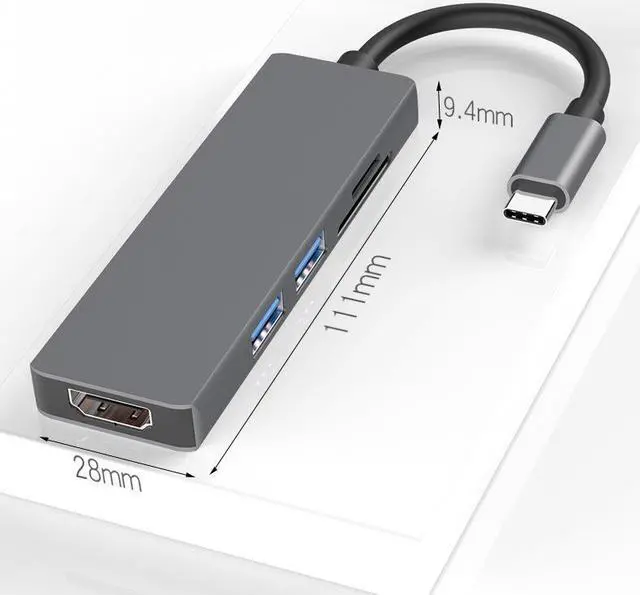 Alt view image 4 of 7 - 5-in-1 Usb Hubs Type C to USB3.0 HDMI SD TF Type-C Docking Station Plug and Play
